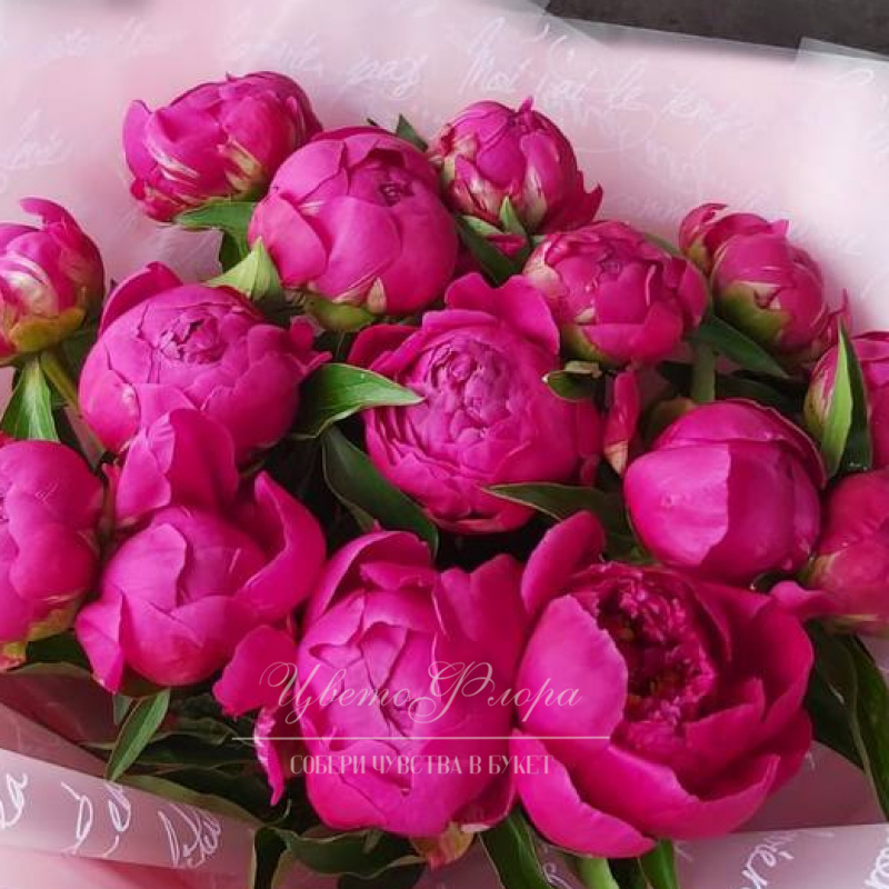 Букет с розовыми пионами 15шт  1